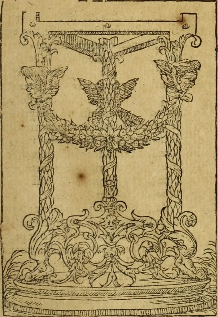 An illustration from Le tableav des riches inventions couuertes de voile des feintes amoureuses, qui sont representees dans le Songe de Poliphile, desvoilees des ombres d Songe & subtilement exposees par Beroalde, 1600, leaf 106