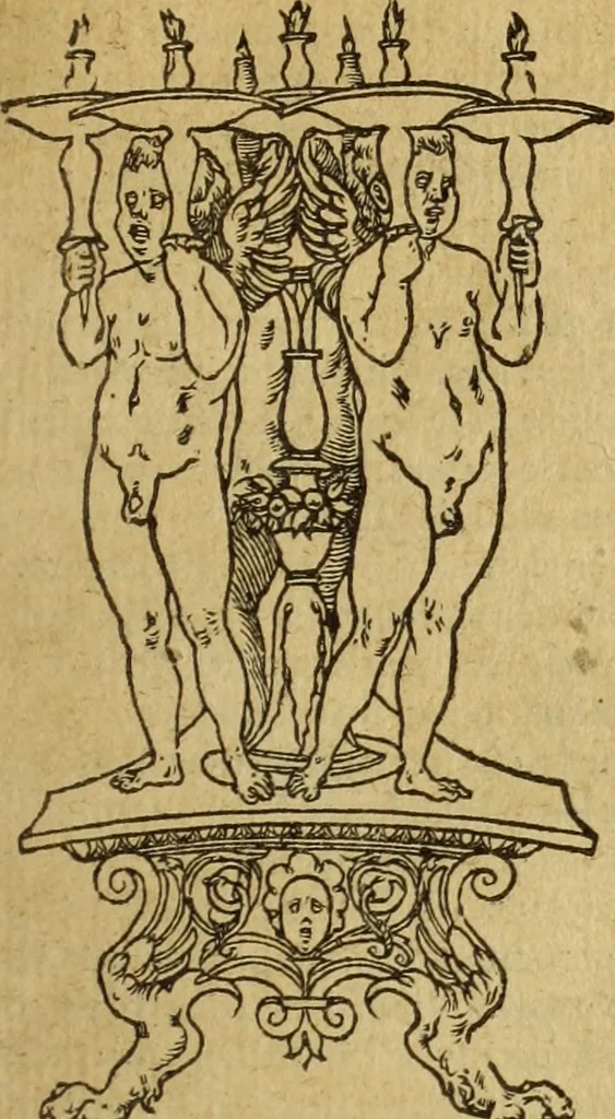 An illustration from Le tableav des riches inventions couuertes de voile des feintes amoureuses, qui sont representees dans le Songe de Poliphile, desvoilees des ombres d Songe & subtilement exposees par Beroalde, 1600, leaf 108