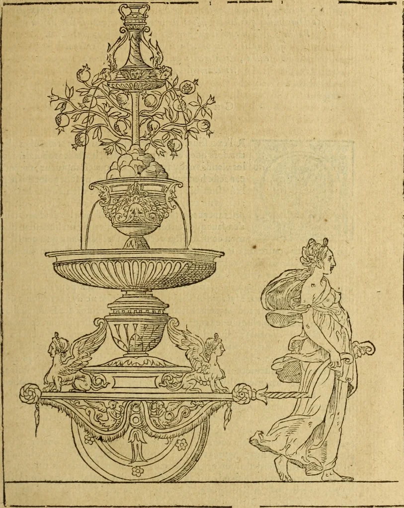 An illustration from Le tableav des riches inventions couuertes de voile des feintes amoureuses, qui sont representees dans le Songe de Poliphile, desvoilees des ombres d Songe & subtilement exposees par Beroalde, 1600, leaf 114