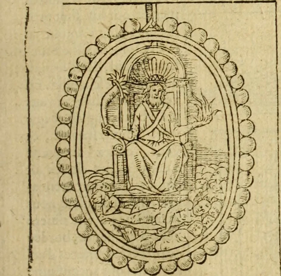 An illustration from Le tableav des riches inventions couuertes de voile des feintes amoureuses, qui sont representees dans le Songe de Poliphile, desvoilees des ombres d Songe & subtilement exposees par Beroalde, 1600, leaf 128