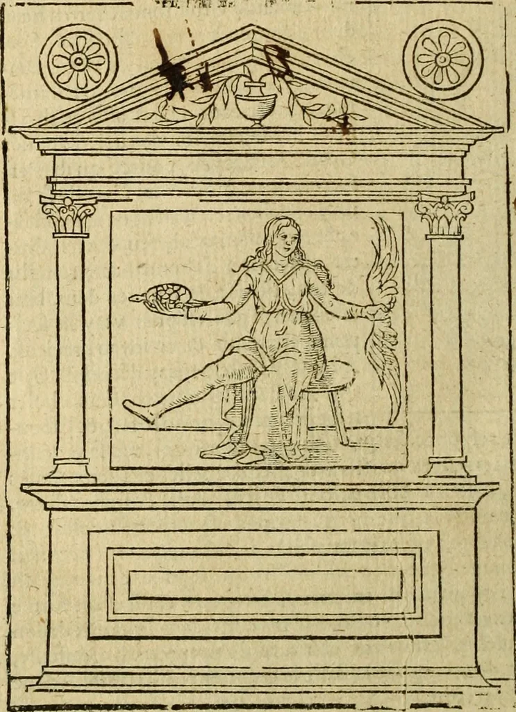 An illustration from Le tableav des riches inventions couuertes de voile des feintes amoureuses, qui sont representees dans le Songe de Poliphile, desvoilees des ombres d Songe & subtilement exposees par Beroalde, 1600, leaf 129