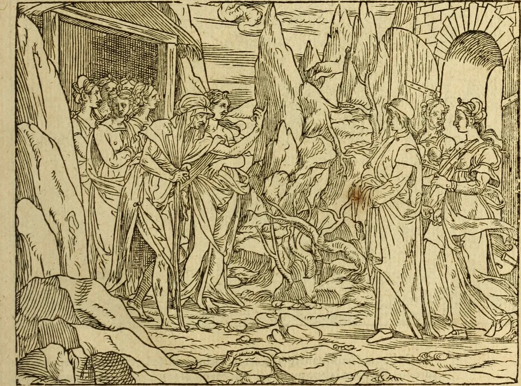 An illustration from Le tableav des riches inventions couuertes de voile des feintes amoureuses, qui sont representees dans le Songe de Poliphile, desvoilees des ombres d Songe & subtilement exposees par Beroalde, 1600, leaf 132