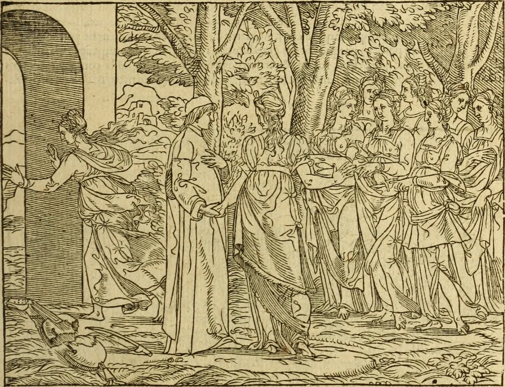 An illustration from Le tableav des riches inventions couuertes de voile des feintes amoureuses, qui sont representees dans le Songe de Poliphile, desvoilees des ombres d Songe & subtilement exposees par Beroalde, 1600, leaf 134