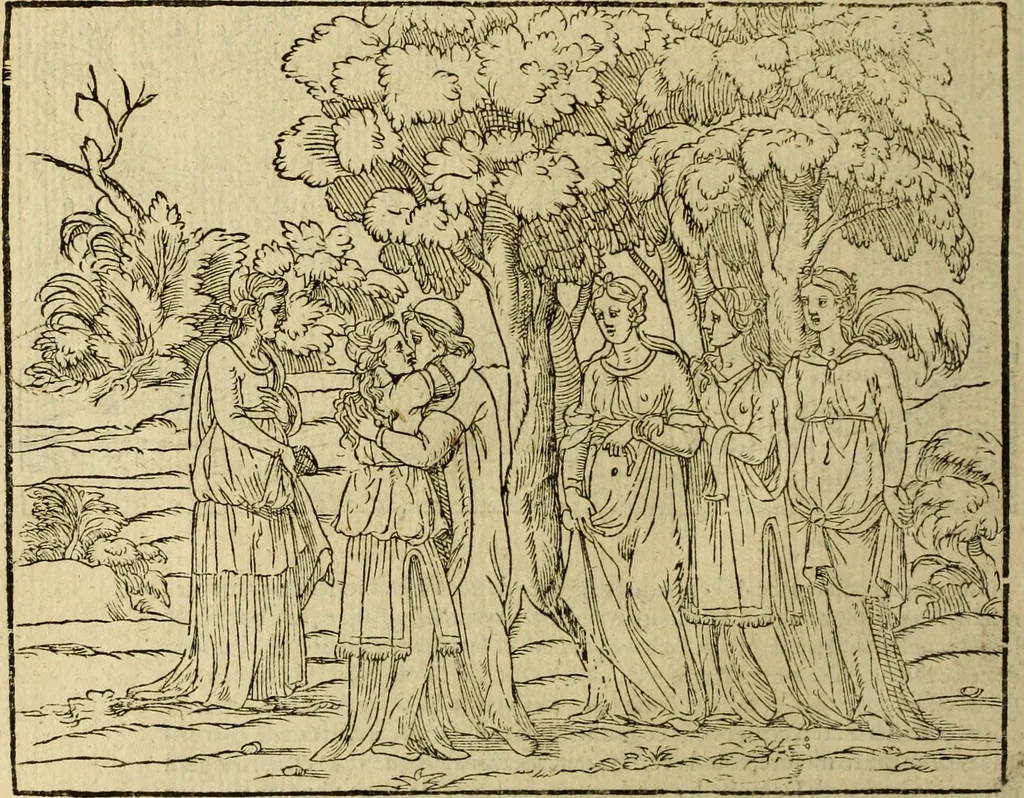 An illustration from Le tableav des riches inventions couuertes de voile des feintes amoureuses, qui sont representees dans le Songe de Poliphile, desvoilees des ombres d Songe & subtilement exposees par Beroalde, 1600, leaf 135