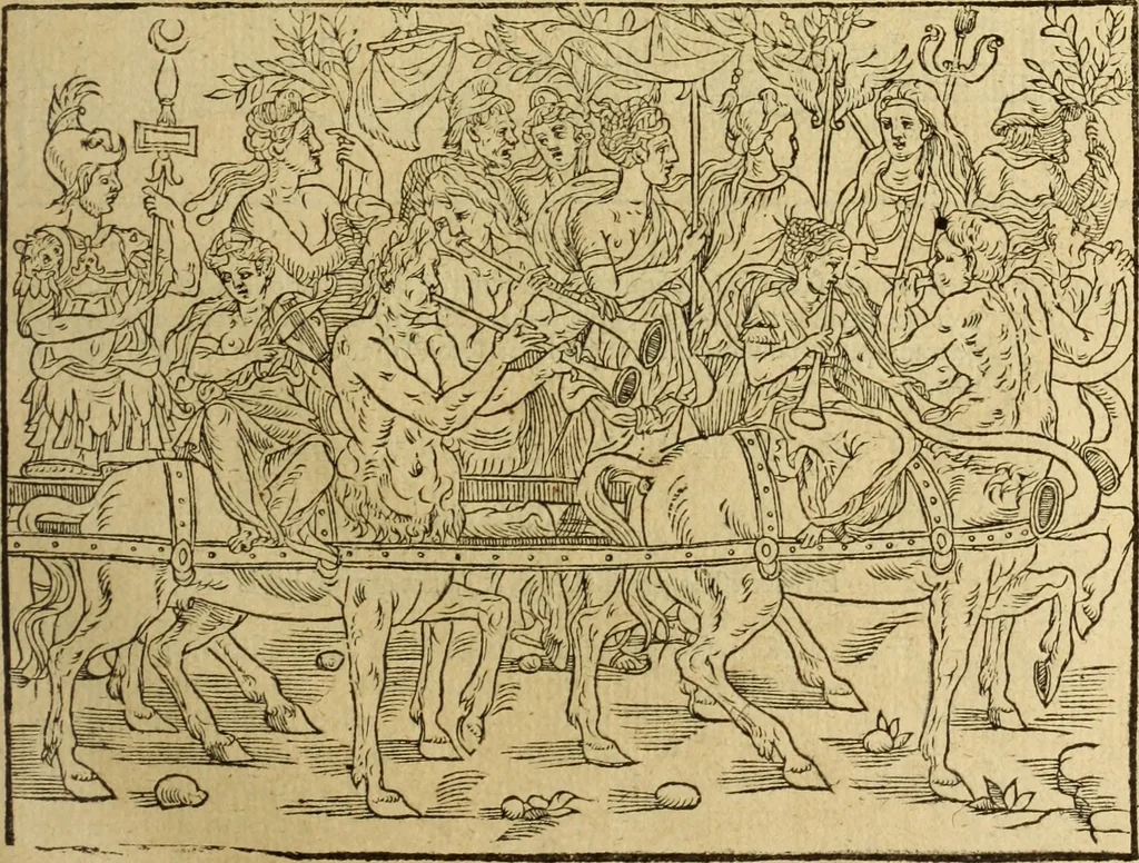An illustration from Le tableav des riches inventions couuertes de voile des feintes amoureuses, qui sont representees dans le Songe de Poliphile, desvoilees des ombres d Songe & subtilement exposees par Beroalde, 1600, leaf 148
