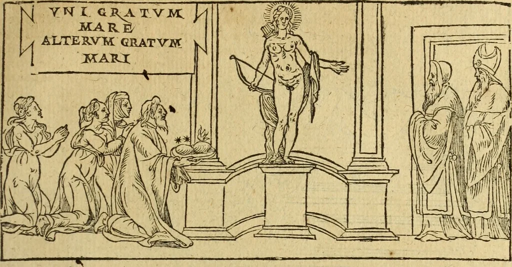An illustration from Le tableav des riches inventions couuertes de voile des feintes amoureuses, qui sont representees dans le Songe de Poliphile, desvoilees des ombres d Songe & subtilement exposees par Beroalde, 1600, leaf 150