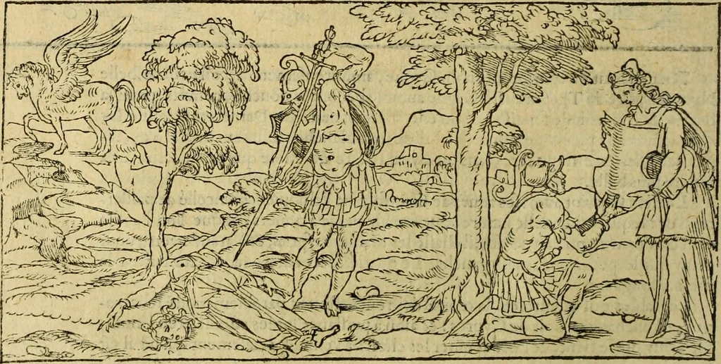 An illustration from Le tableav des riches inventions couuertes de voile des feintes amoureuses, qui sont representees dans le Songe de Poliphile, desvoilees des ombres d Songe & subtilement exposees par Beroalde, 1600, leaf 153