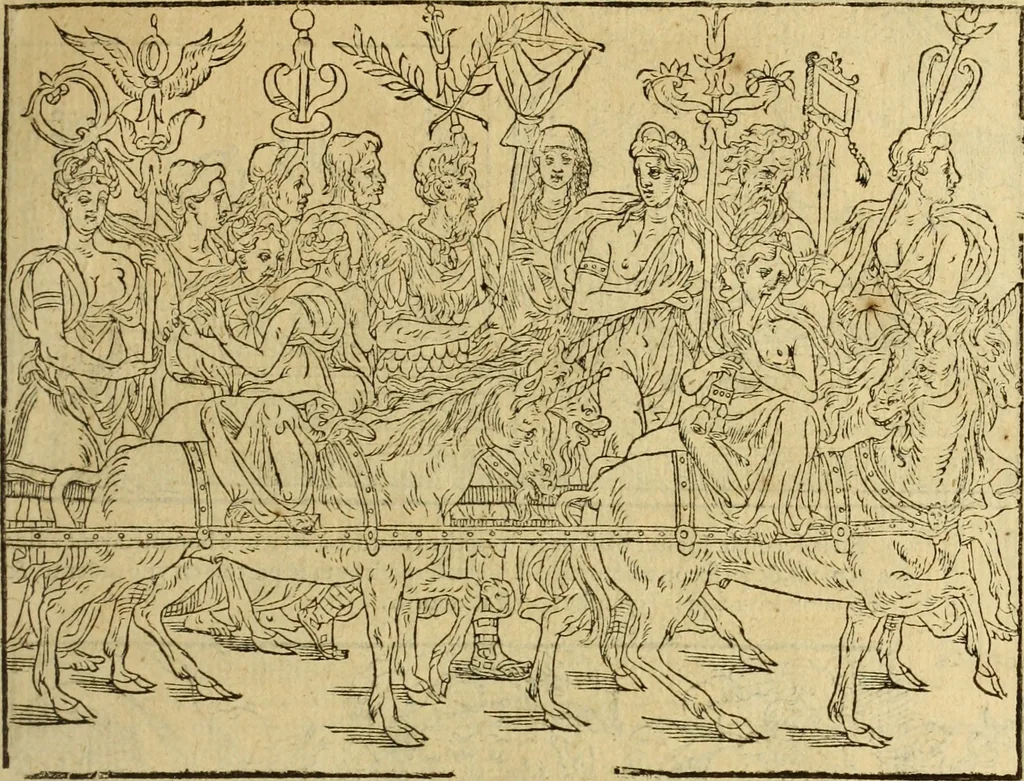 An illustration from Le tableav des riches inventions couuertes de voile des feintes amoureuses, qui sont representees dans le Songe de Poliphile, desvoilees des ombres d Songe & subtilement exposees par Beroalde, 1600, leaf 156