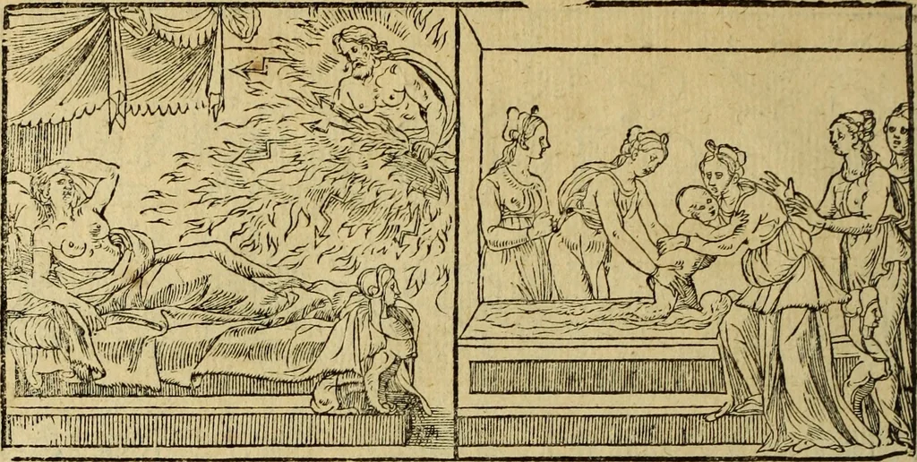 An illustration from Le tableav des riches inventions couuertes de voile des feintes amoureuses, qui sont representees dans le Songe de Poliphile, desvoilees des ombres d Songe & subtilement exposees par Beroalde, 1600, leaf 157