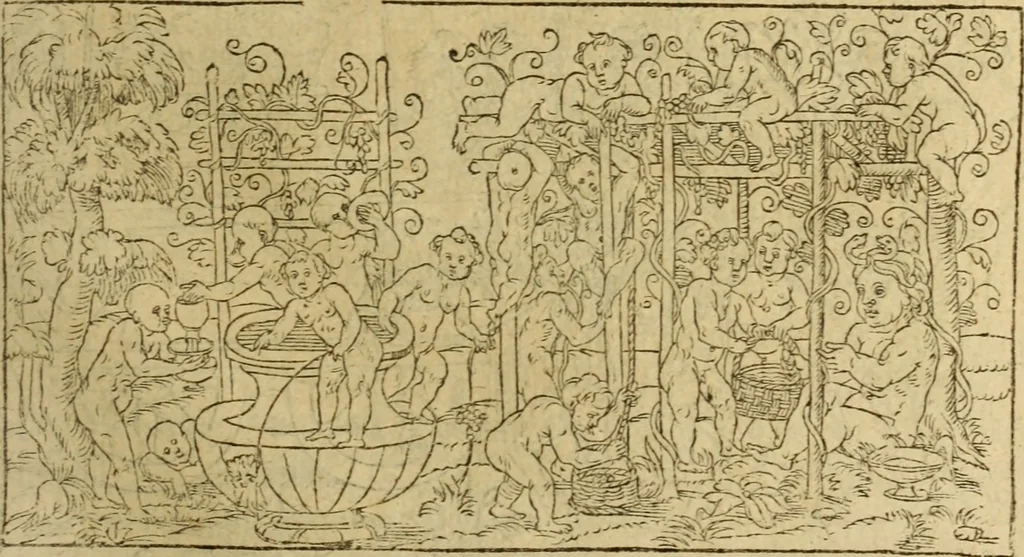 An illustration from Le tableav des riches inventions couuertes de voile des feintes amoureuses, qui sont representees dans le Songe de Poliphile, desvoilees des ombres d Songe & subtilement exposees par Beroalde, 1600, leaf 160