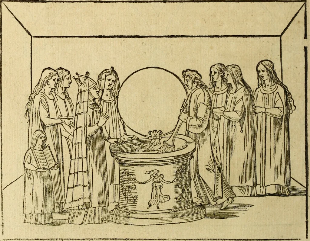 An illustration from Le tableav des riches inventions couuertes de voile des feintes amoureuses, qui sont representees dans le Songe de Poliphile, desvoilees des ombres d Songe & subtilement exposees par Beroalde, 1600, leaf 187