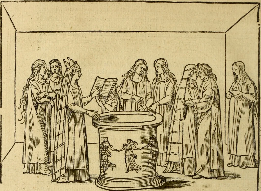 An illustration from Le tableav des riches inventions couuertes de voile des feintes amoureuses, qui sont representees dans le Songe de Poliphile, desvoilees des ombres d Songe & subtilement exposees par Beroalde, 1600, leaf 189