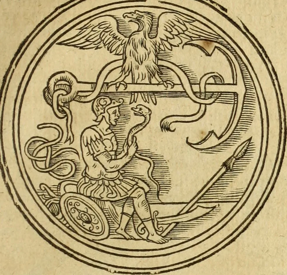An illustration from Le tableav des riches inventions couuertes de voile des feintes amoureuses, qui sont representees dans le Songe de Poliphile, desvoilees des ombres d Songe & subtilement exposees par Beroalde, 1600, leaf 208