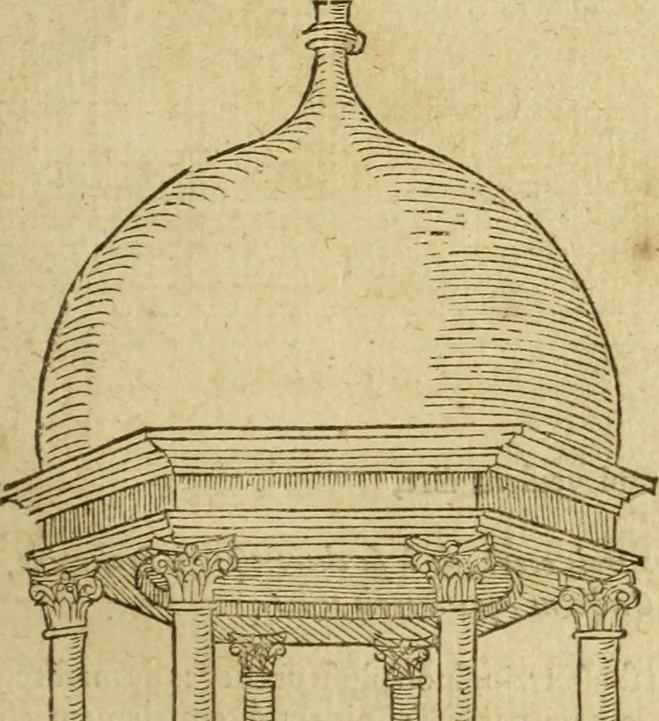 An illustration from Le tableav des riches inventions couuertes de voile des feintes amoureuses, qui sont representees dans le Songe de Poliphile, desvoilees des ombres d Songe & subtilement exposees par Beroalde, 1600, leaf 210