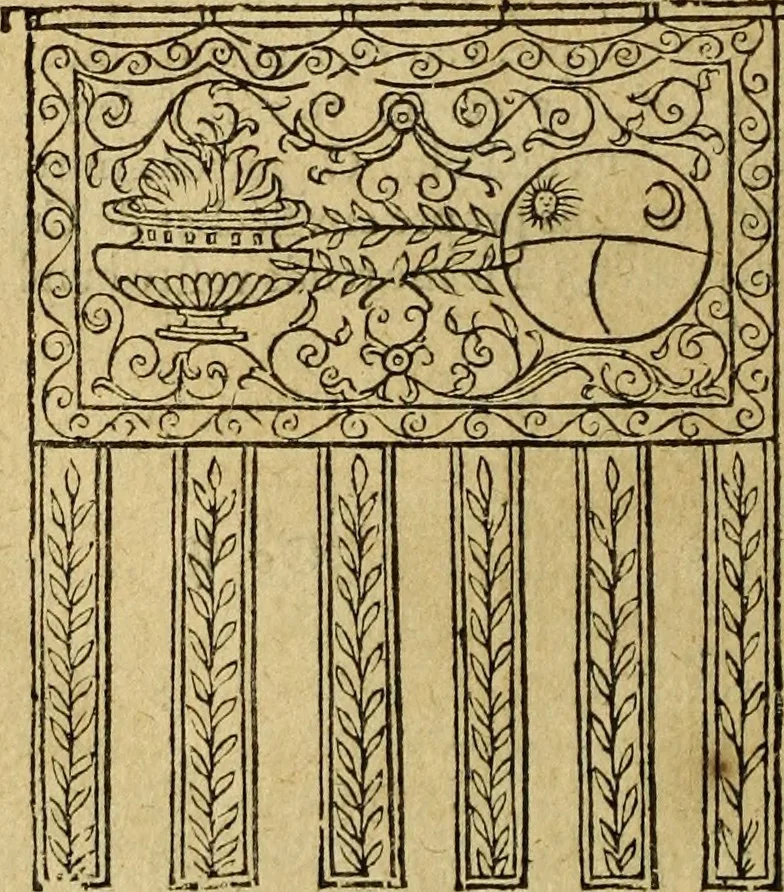 An illustration from Le tableav des riches inventions couuertes de voile des feintes amoureuses, qui sont representees dans le Songe de Poliphile, desvoilees des ombres d Songe & subtilement exposees par Beroalde, 1600, leaf 243