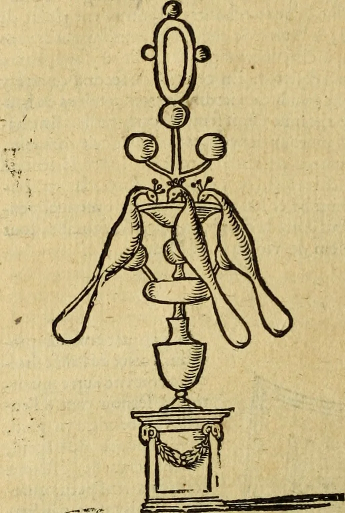 An illustration from Le tableav des riches inventions couuertes de voile des feintes amoureuses, qui sont representees dans le Songe de Poliphile, desvoilees des ombres d Songe & subtilement exposees par Beroalde, 1600, leaf 265