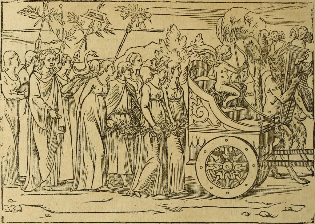An illustration from Le tableav des riches inventions couuertes de voile des feintes amoureuses, qui sont representees dans le Songe de Poliphile, desvoilees des ombres d Songe & subtilement exposees par Beroalde, 1600, leaf 279