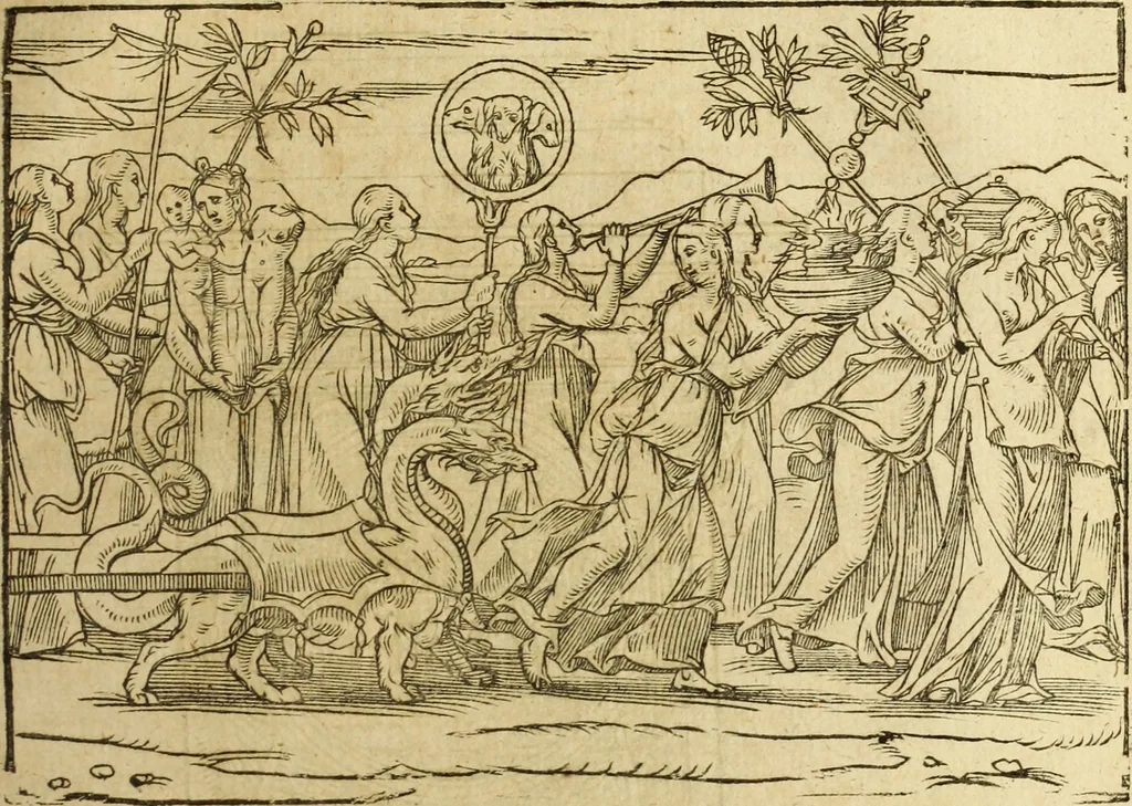 An illustration from Le tableav des riches inventions couuertes de voile des feintes amoureuses, qui sont representees dans le Songe de Poliphile, desvoilees des ombres d Songe & subtilement exposees par Beroalde, 1600, leaf 280