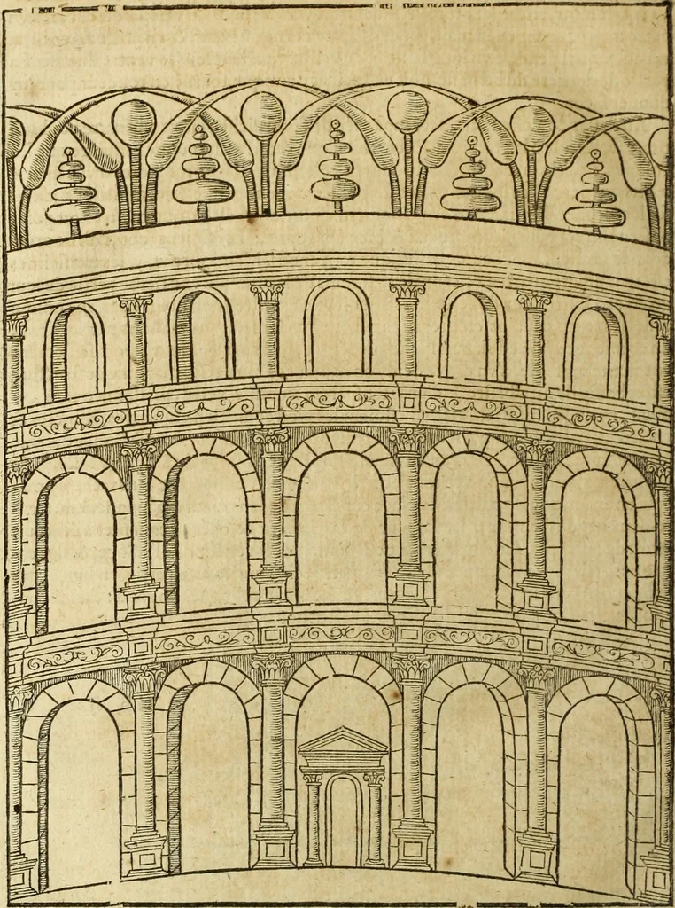 An illustration from Le tableav des riches inventions couuertes de voile des feintes amoureuses, qui sont representees dans le Songe de Poliphile, desvoilees des ombres d Songe & subtilement exposees par Beroalde, 1600, leaf 283