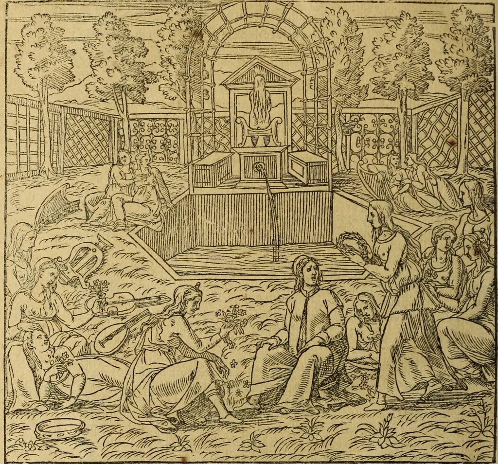 An illustration from Le tableav des riches inventions couuertes de voile des feintes amoureuses, qui sont representees dans le Songe de Poliphile, desvoilees des ombres d Songe & subtilement exposees par Beroalde, 1600, leaf 299