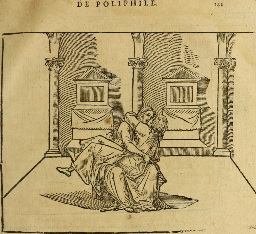 An illustration from Le tableav des riches inventions couuertes de voile des feintes amoureuses, qui sont representees dans le Songe de Poliphile, desvoilees des ombres d Songe & subtilement exposees par Beroalde, 1600, leaf 322