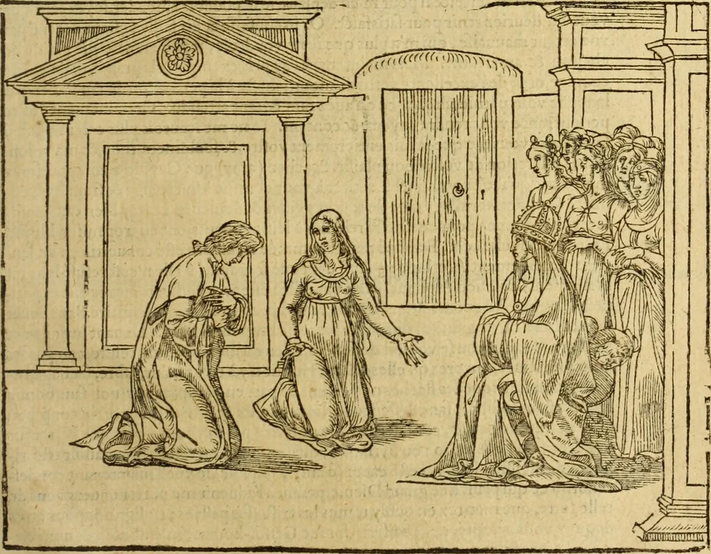An illustration from Le tableav des riches inventions couuertes de voile des feintes amoureuses, qui sont representees dans le Songe de Poliphile, desvoilees des ombres d Songe & subtilement exposees par Beroalde, 1600, leaf 328