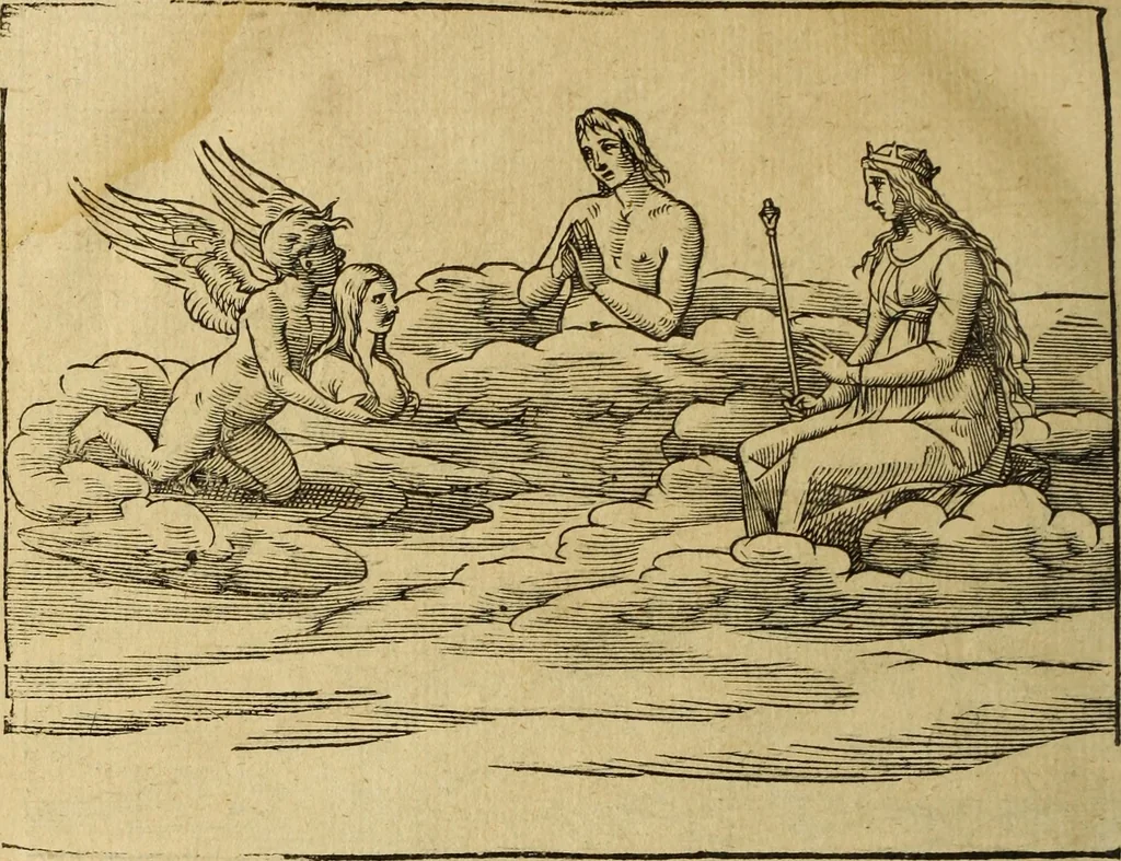 An illustration from Le tableav des riches inventions couuertes de voile des feintes amoureuses, qui sont representees dans le Songe de Poliphile, desvoilees des ombres d Songe & subtilement exposees par Beroalde, 1600, leaf 341