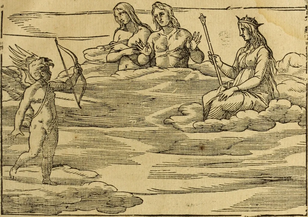 An illustration from Le tableav des riches inventions couuertes de voile des feintes amoureuses, qui sont representees dans le Songe de Poliphile, desvoilees des ombres d Songe & subtilement exposees par Beroalde, 1600, leaf 342