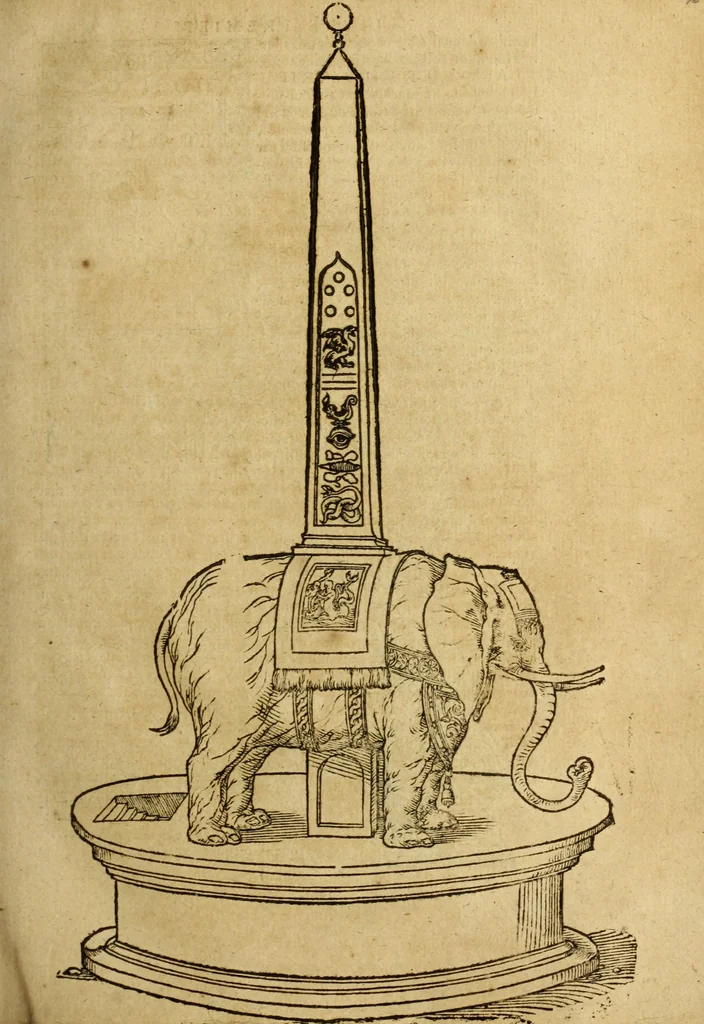 An illustration from Le tableav des riches inventions couuertes de voile des feintes amoureuses, qui sont representees dans le Songe de Poliphile, desvoilees des ombres d Songe & subtilement exposees par Beroalde, 1600, leaf 50