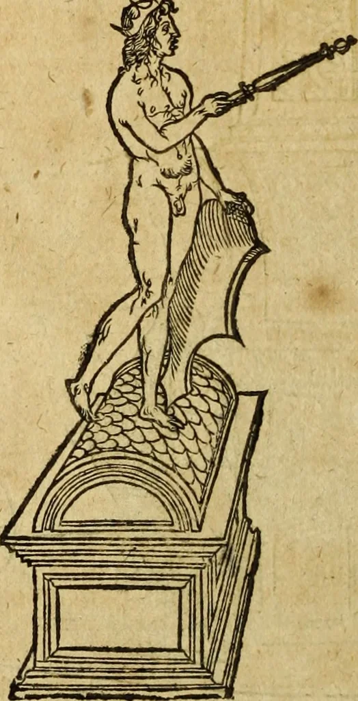 An illustration from Le tableav des riches inventions couuertes de voile des feintes amoureuses, qui sont representees dans le Songe de Poliphile, desvoilees des ombres d Songe & subtilement exposees par Beroalde, 1600, leaf 51