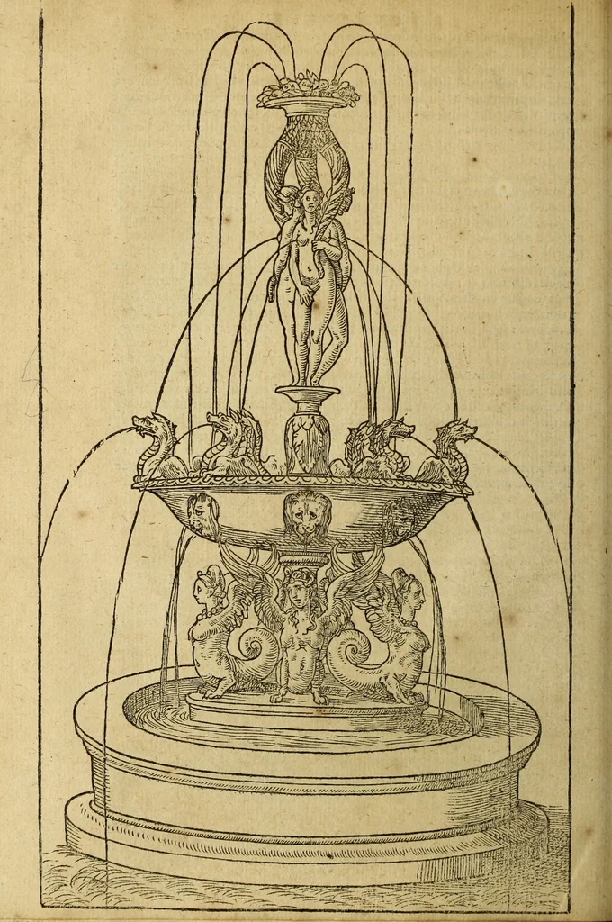 An illustration from Le tableav des riches inventions couuertes de voile des feintes amoureuses, qui sont representees dans le Songe de Poliphile, desvoilees des ombres d Songe & subtilement exposees par Beroalde, 1600, leaf 97
