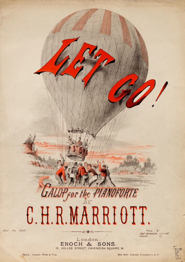 An illustration from Let go! : galop for the pianoforte, 1876, leaf 1