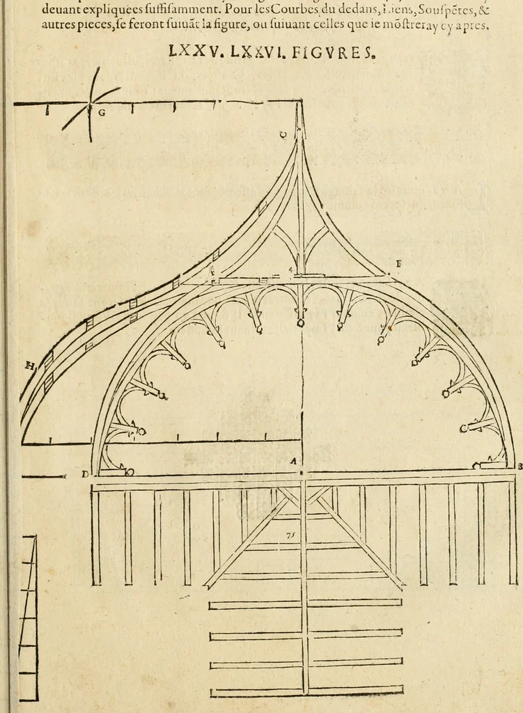 An illustration from Le theatre de l'art de charpentier : enrichi de diuerses figures, auec l'interpretation dicelles faict & dresse, 1627, leaf 106