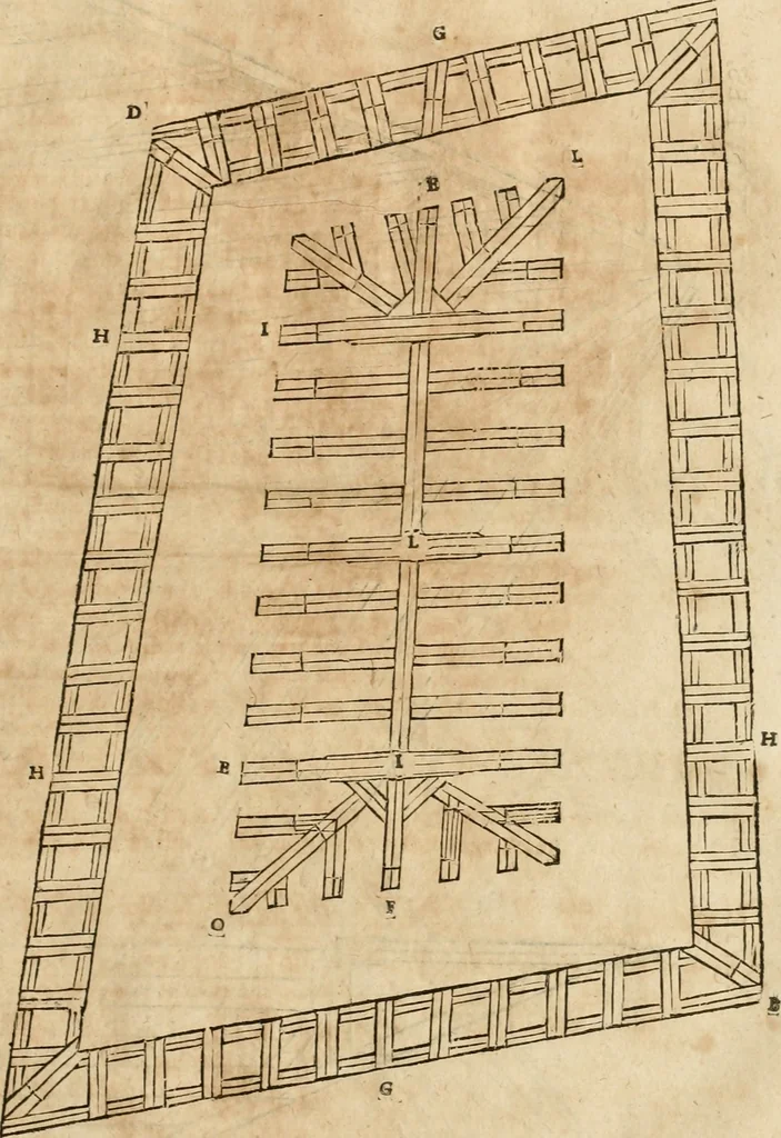An illustration from Le theatre de l'art de charpentier : enrichi de diuerses figures, auec l'interpretation dicelles faict & dresse, 1627, leaf 50