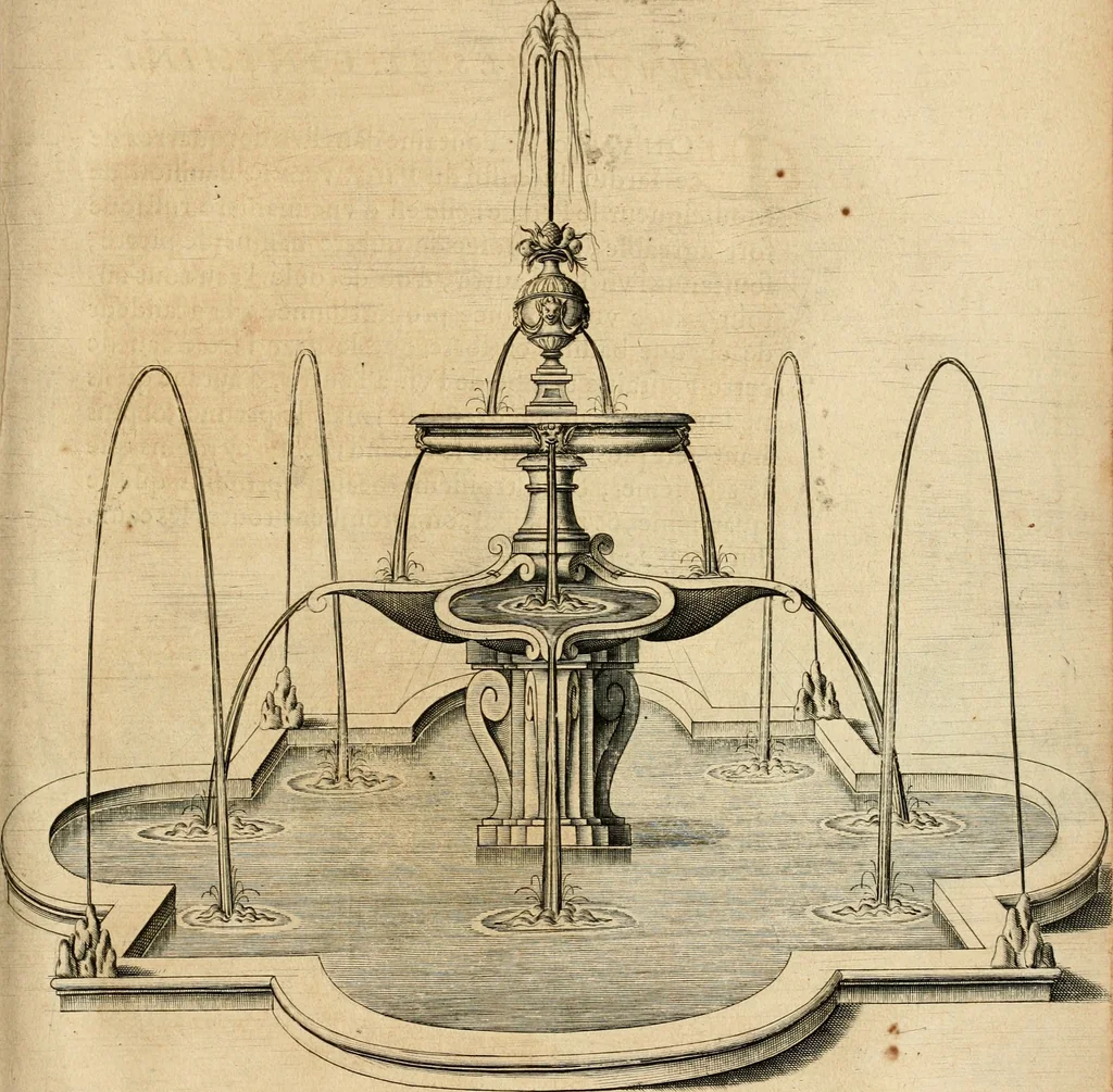 An illustration from Le tresor des merueilles de la maison royale de Fontainebleau : contenant la description de son antiquité, de sa fondation, de ses bastimens, de ses rares peintures, tableaux, emblemes, & deuises : de ses iardins, de ses fontaines, & autres singularitez qui s'y voyent ..., 1642, leaf 214