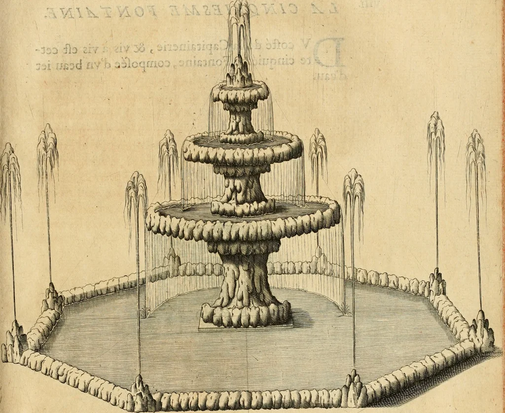 An illustration from Le tresor des merueilles de la maison royale de Fontainebleau : contenant la description de son antiquité, de sa fondation, de ses bastimens, de ses rares peintures, tableaux, emblemes, & deuises : de ses iardins, de ses fontaines, & autres singularitez qui s'y voyent ..., 1642, leaf 216