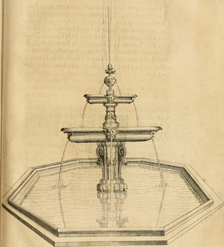 An illustration from Le tresor des merueilles de la maison royale de Fontainebleau : contenant la description de son antiquité, de sa fondation, de ses bastimens, de ses rares peintures, tableaux, emblemes, & deuises : de ses iardins, de ses fontaines, & autres singularitez qui s'y voyent ..., 1642, leaf 218