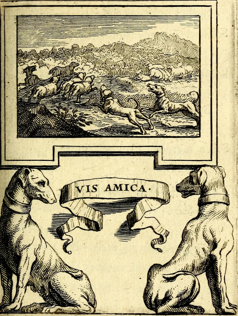 An illustration from Le triomphe de la religion sous Louis le Grand : représenté par des inscriptions & des devises : avec une explication en vers latins & françois, 1687, leaf 100