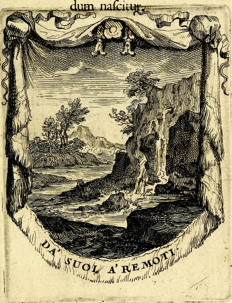 An illustration from Le triomphe de la religion sous Louis le Grand : représenté par des inscriptions & des devises : avec une explication en vers latins & françois, 1687, leaf 134