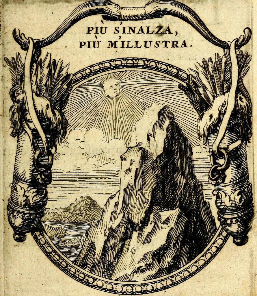 An illustration from Le triomphe de la religion sous Louis le Grand : représenté par des inscriptions & des devises : avec une explication en vers latins & françois, 1687, leaf 28