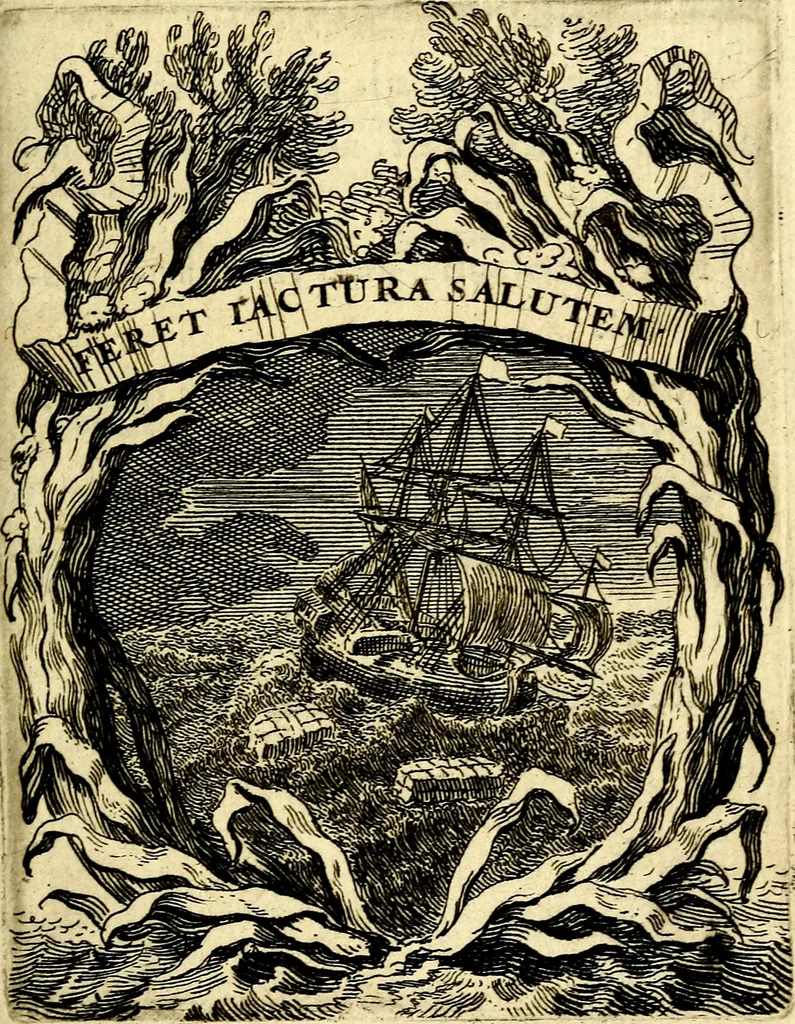An illustration from Le triomphe de la religion sous Louis le Grand : représenté par des inscriptions & des devises : avec une explication en vers latins & françois, 1687, leaf 40