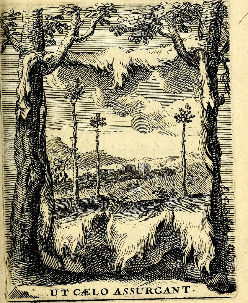 An illustration from Le triomphe de la religion sous Louis le Grand : représenté par des inscriptions & des devises : avec une explication en vers latins & françois, 1687, leaf 44