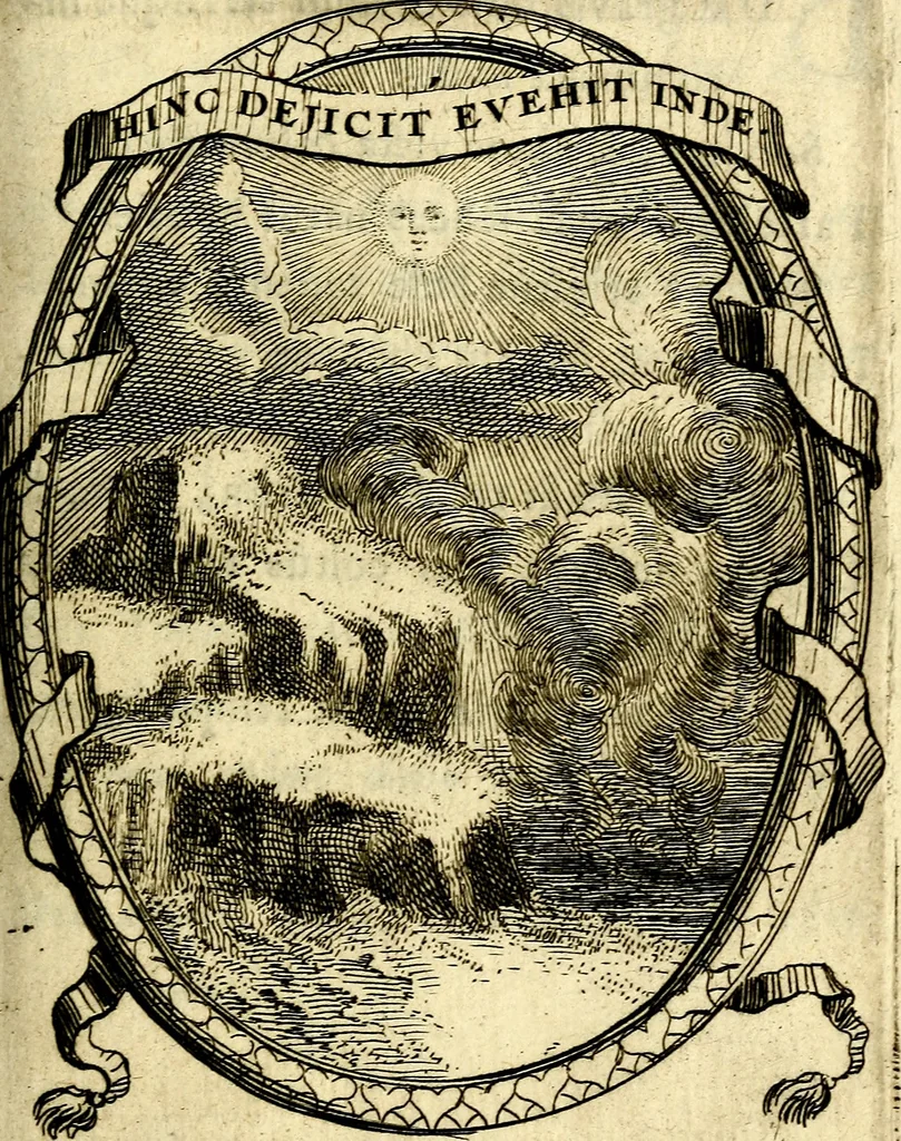 An illustration from Le triomphe de la religion sous Louis le Grand : représenté par des inscriptions & des devises : avec une explication en vers latins & françois, 1687, leaf 54