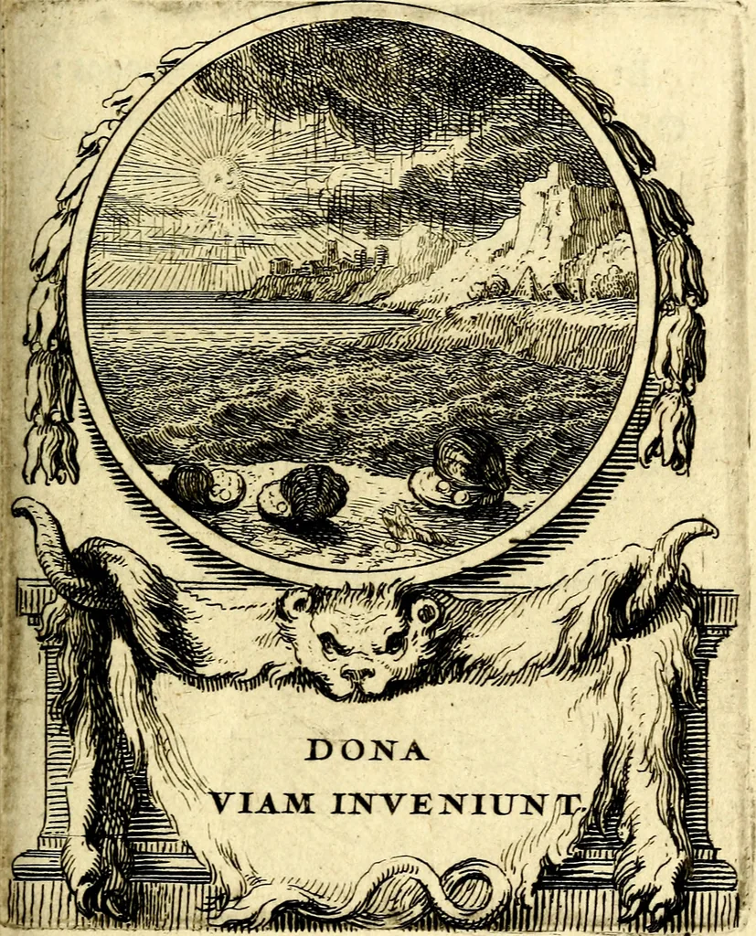 An illustration from Le triomphe de la religion sous Louis le Grand : représenté par des inscriptions & des devises : avec une explication en vers latins & françois, 1687, leaf 90