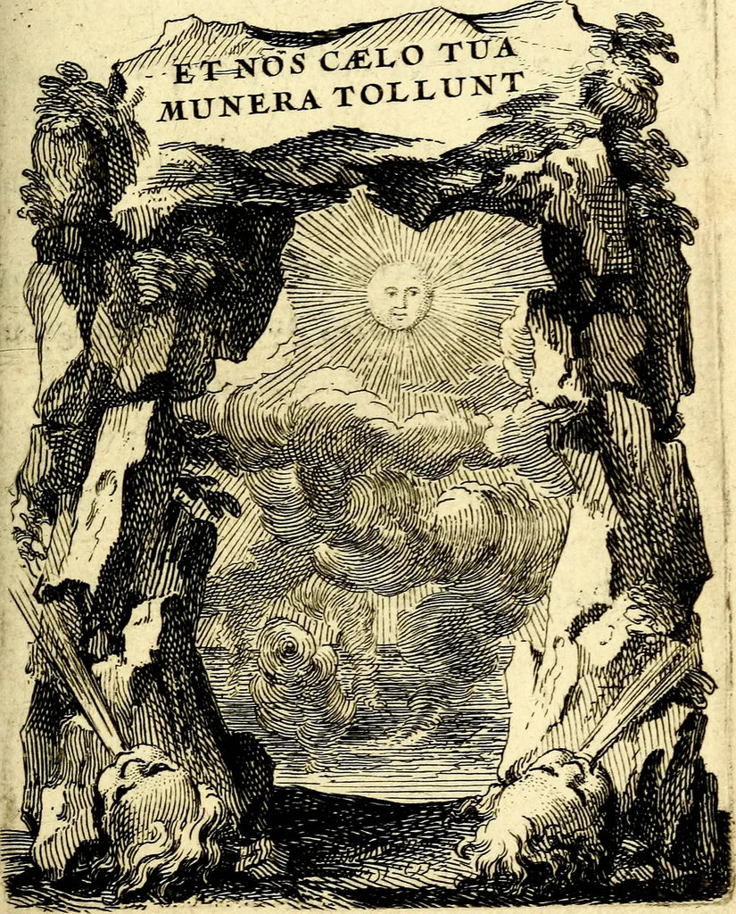 An illustration from Le triomphe de la religion sous Louis le Grand : représenté par des inscriptions & des devises : avec une explication en vers latins & françois, 1687, leaf 94