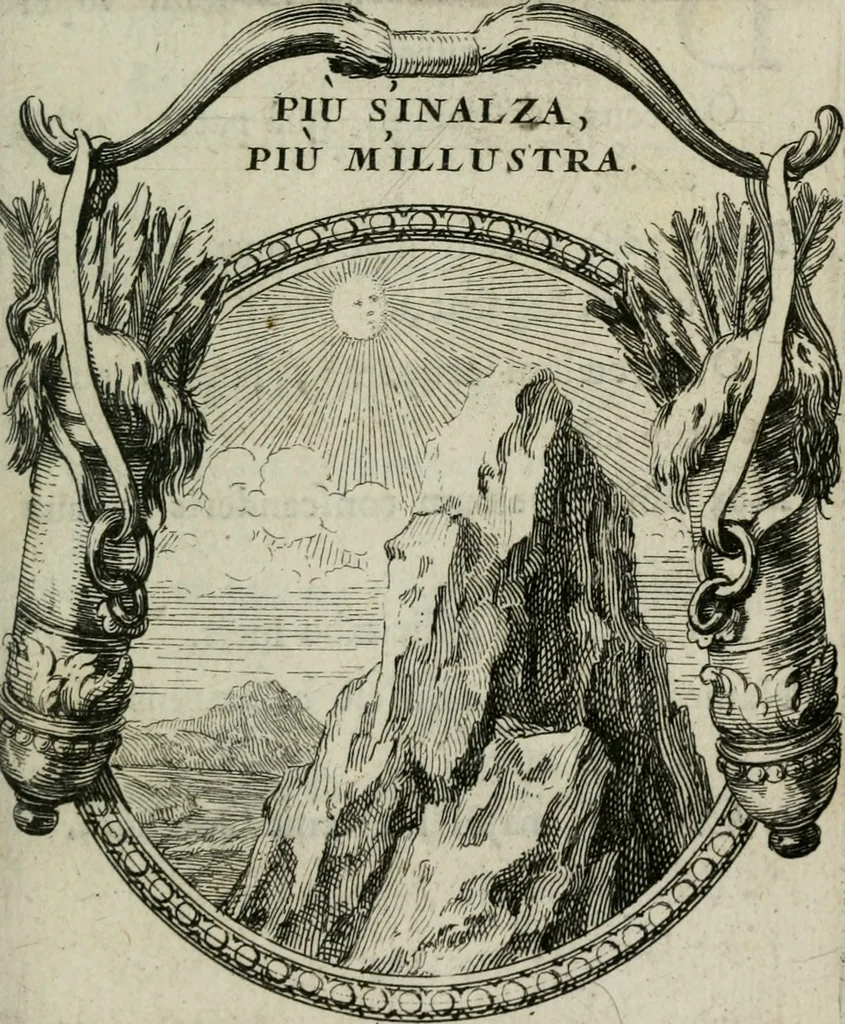 An illustration from Le triomphe de la religion sous Louis le Grand : représenté par des inscriptions & des devises : avec une explication en vers latins & françois, 1687, leaf 30