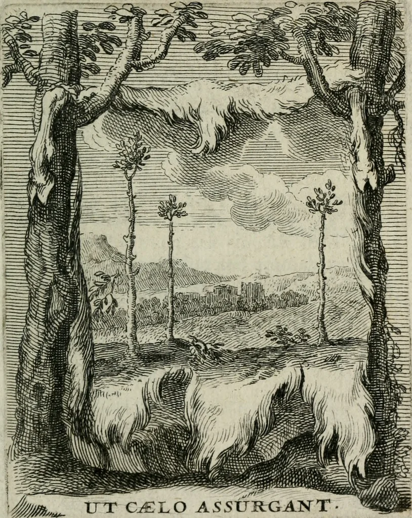 An illustration from Le triomphe de la religion sous Louis le Grand : représenté par des inscriptions & des devises : avec une explication en vers latins & françois, 1687, leaf 46