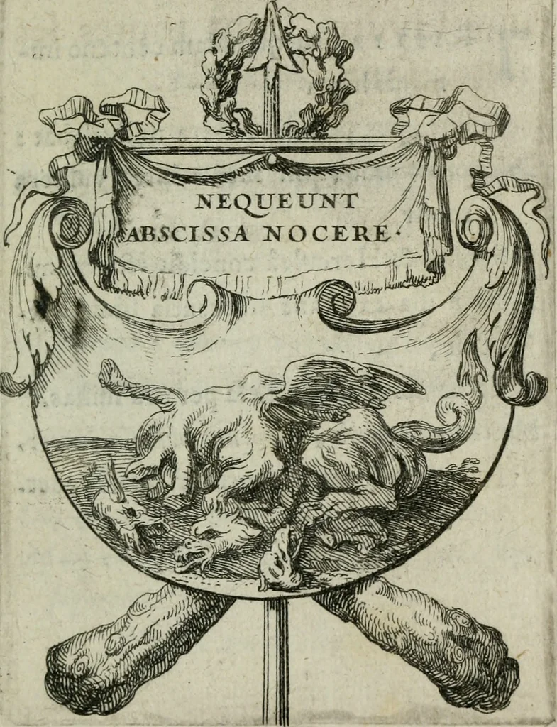An illustration from Le triomphe de la religion sous Louis le Grand : représenté par des inscriptions & des devises : avec une explication en vers latins & françois, 1687, leaf 62
