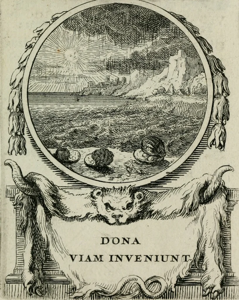 An illustration from Le triomphe de la religion sous Louis le Grand : représenté par des inscriptions & des devises : avec une explication en vers latins & françois, 1687, leaf 92