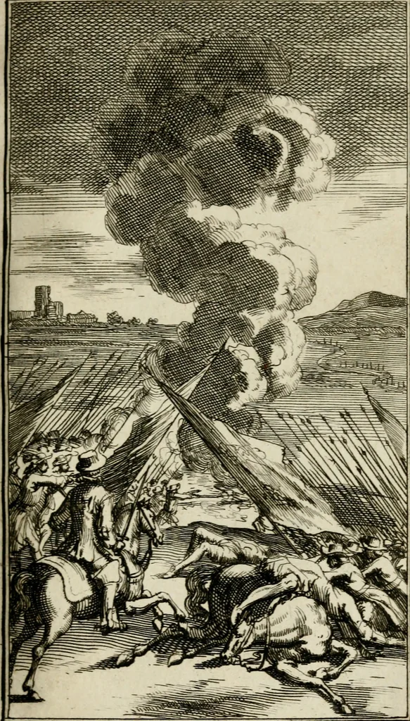 An illustration from Le triomphe royal : où l'on voit dêscrits les arcs de triomphe, piramydes, tablaux, & devises au nombre de 65, erigez à la Haye, à l'honneur de Guillaume III, roy d'Angleterre, Ecosse, France, & Irlande, 1691, leaf 106